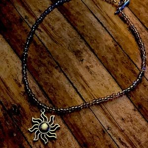 Beaded sun pendant choker